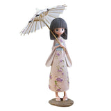 Maxbell Resin Girls Under Umbrella Statue Ornaments for Home Decor 4 styles White