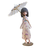 Maxbell Resin Girls Under Umbrella Statue Ornaments for Home Decor 4 styles White