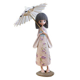 Maxbell Resin Girls Under Umbrella Statue Ornaments for Home Decor 4 styles White