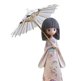 Maxbell Resin Girls Under Umbrella Statue Ornaments for Home Decor 4 styles White