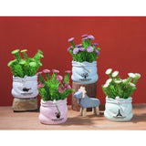 Max Potted  Artificial Daisy Flower Pot Bonsai Fake Plant in Vase Green Flower