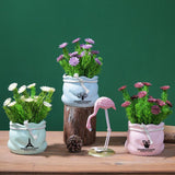 Max Potted  Artificial Daisy Flower Pot Bonsai Fake Plant in Vase Green Flower