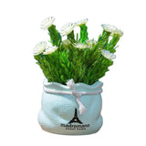 Max Potted  Artificial Daisy Flower Pot Bonsai Fake Plant in Vase White Flower