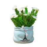 Max Potted  Artificial Daisy Flower Pot Bonsai Fake Plant in Vase White Flower