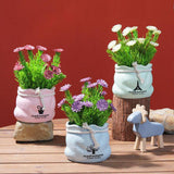 Max Potted  Artificial Daisy Flower Pot Bonsai Fake Plant in Vase White Flower