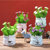 Max Potted  Artificial Daisy Flower Pot Bonsai Fake Plant in Vase Rosy Flower
