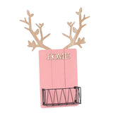 Max Wall Mounted Caddy Basket Shelf Organizer Holder with Wooden Board Pink