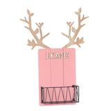 Max Wall Mounted Caddy Basket Shelf Organizer Holder with Wooden Board Pink