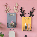 Max Wall Mounted Caddy Basket Shelf Organizer Holder with Wooden Board Yellow