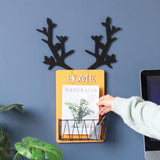Max Wall Mounted Caddy Basket Shelf Organizer Holder with Wooden Board Yellow