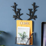 Max Wall Mounted Caddy Basket Shelf Organizer Holder with Wooden Board Yellow