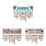 Maxbell Wood Calendar Board Home Wall Decor Ornament Birthday Anniversary Reminder A