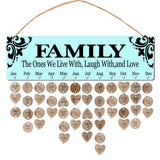 Maxbell Wood Calendar Board Home Wall Decor Ornament Birthday Anniversary Reminder A