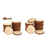 Maxbell 10 Pcs Round Wood Piece Slices Bauble Wooden Cup Mat Wall Decor without rope