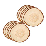 Maxbell 10 Pcs Round Wood Piece Slices Bauble Wooden Cup Mat Wall Decor without rope