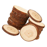 Maxbell 10 Pcs Round Wood Piece Slices Bauble Wooden Cup Mat Wall Decor without rope