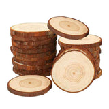 Maxbell 10 Pcs Round Wood Piece Slices Bauble Wooden Cup Mat Wall Decor without rope
