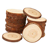 Maxbell 10 Pcs Round Wood Piece Slices Bauble Wooden Cup Mat Wall Decor without rope