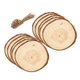 Maxbell 10 Pcs Round Wood Piece Slices Bauble Wooden Cup Mat Wall Decor with rope