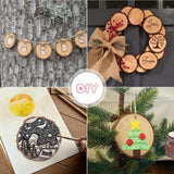 Maxbell 10 Pcs Round Wood Piece Slices Bauble Wooden Cup Mat Wall Decor with rope