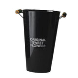 Maxbell Iron Craft Flower Bucket Chic Flowerpot Vase Office Cafe Shop Decor Black