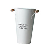 Maxbell Iron Craft Flower Bucket Chic Flowerpot Vase Office Cafe Shop Decor White