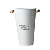 Maxbell Iron Craft Flower Bucket Chic Flowerpot Vase Office Cafe Shop Decor White