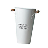 Maxbell Iron Craft Flower Bucket Chic Flowerpot Vase Office Cafe Shop Decor White