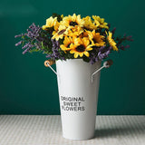 Maxbell Iron Craft Flower Bucket Chic Flowerpot Vase Office Cafe Shop Decor White