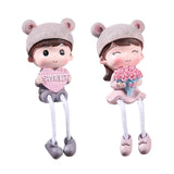 2pcs Cartoon Resin Outseam dolls Hanging Feet Doll Home Wall Decoration E