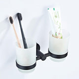 Maxbell Double Toothbrush Holder Wall Mounted Cup Toothpaste Organizer Bathroom