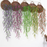 Maxbell 5 Heads Plastic Flowers and Plants Wall Hanging Garland 125cm  Purple