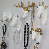 Maxbell Nordic Style Resin Animal Head Decorative Hook for Home Decor Deer