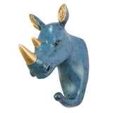 Maxbell Multi-function Wall Hook Clothes Hat Rack Key Holder Resin Animal Rhinoceros