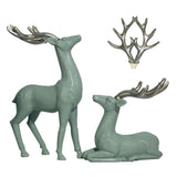 Maxbell Couple Deer Ornament Resin Furnshing Decorations Collectibles Light Green
