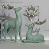 Maxbell Couple Deer Ornament Resin Furnshing Decorations Collectibles Light Green