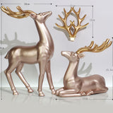 Maxbell Couple Deer Ornament Resin Furnshing Decorations Collectibles Rose Gold