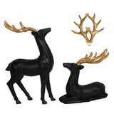 Maxbell Couple Deer Ornament Resin Furnshing Decorations Collectibles Black