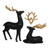 Maxbell Couple Deer Ornament Resin Furnshing Decorations Collectibles Black