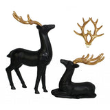 Maxbell Couple Deer Ornament Resin Furnshing Decorations Collectibles Black