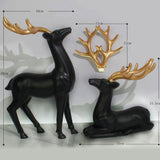 Maxbell Couple Deer Ornament Resin Furnshing Decorations Collectibles Black