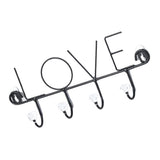 Maxbell Practical Multi-function Wall Hook Hanger Rack Holder LOVE Black__4 Hooks