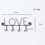 Maxbell Practical Multi-function Wall Hook Hanger Rack Holder LOVE Black__4 Hooks