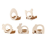Maxbell 10pcs Wooden Napkin Rings Cartoon Animal Napkin Holder for Dinners Egg