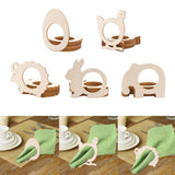 Maxbell 10pcs Wooden Napkin Rings Cartoon Animal Napkin Holder for Dinners Egg