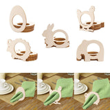 Maxbell 10pcs Wooden Napkin Rings Cartoon Animal Napkin Holder for Dinners Egg