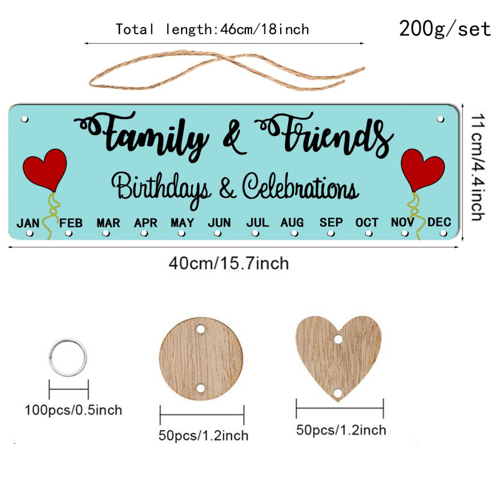 Maxbell  Wooden Birthday Reminder Board Ply plaque Sign Family DIY Calendar Decor A