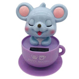 Maxbell Solar Powered Dancing Rat Ornament Car Dashboard Decor Kids Toy Light Blue