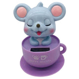 Maxbell Solar Powered Dancing Rat Ornament Car Dashboard Decor Kids Toy Light Blue