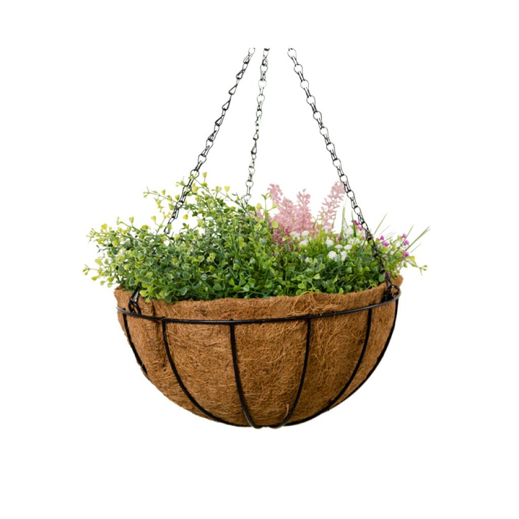 Maxbell  Hanging Basket Planter Metal with Coconut Coir Liner Wire Plant Holder 30cm